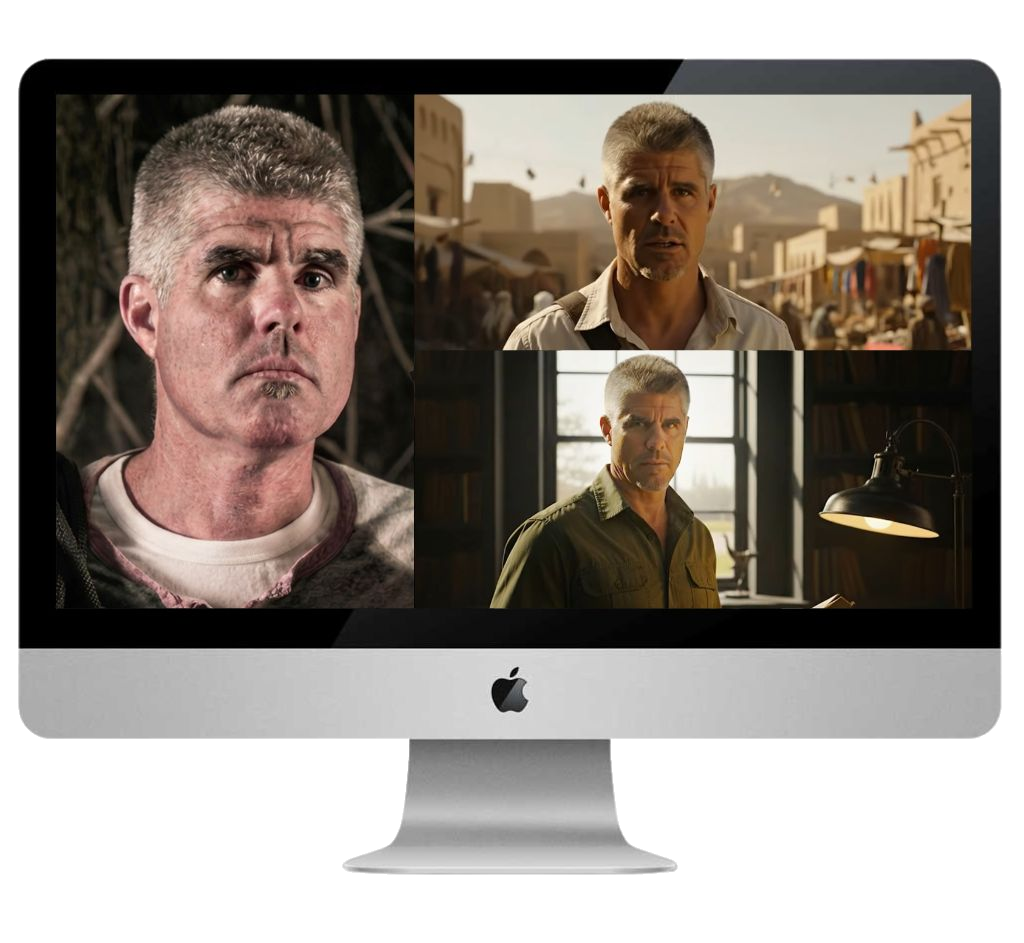 Talent likeness replication across multiple AI-generated environments